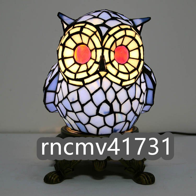 「81SHOP」 芸術品チューリップ フクロウ 照明 ステンドグラス デスクライト ティファニー ランプ 室内装飾拍卖