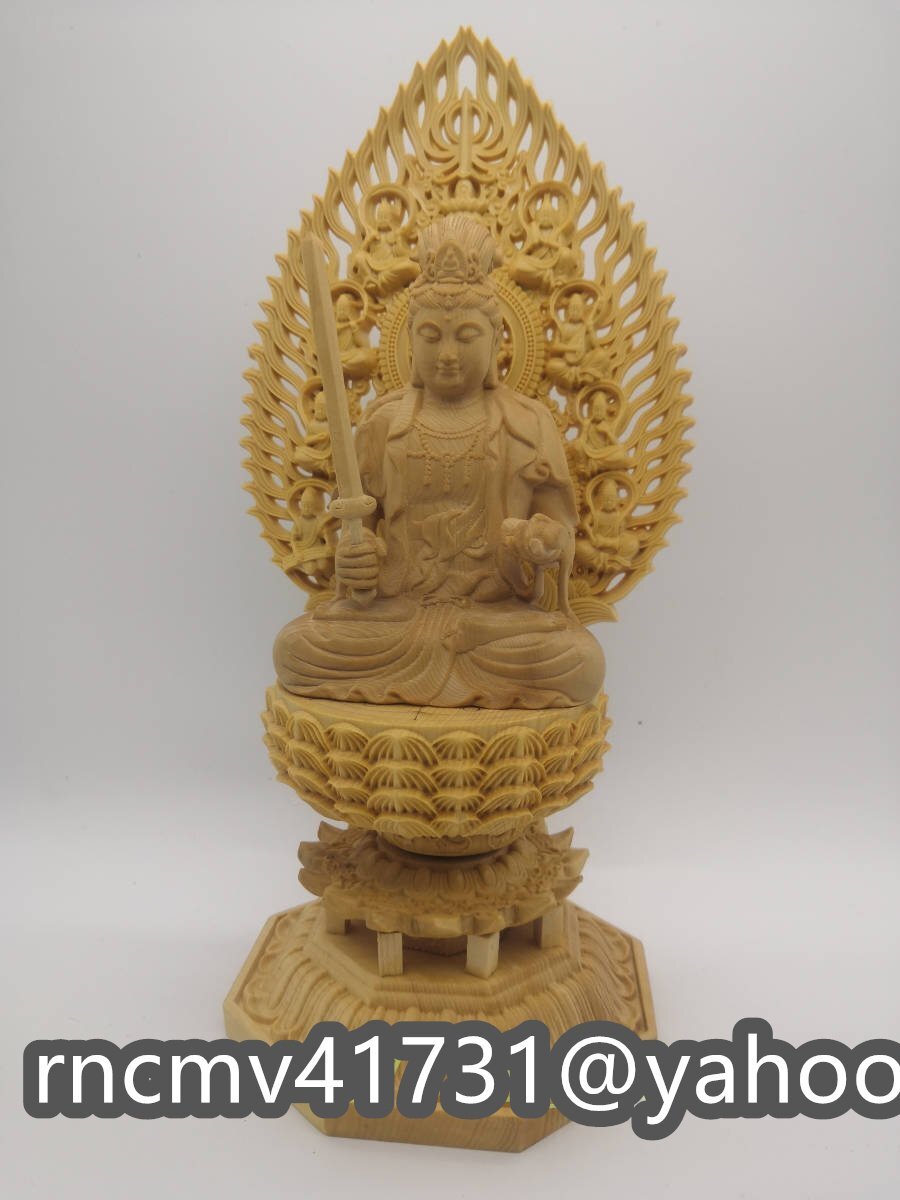 「81SHOP」 新作 文殊菩薩 文殊 文殊菩薩像 座像 置物 総檜材 木彫り 仏像 木彫仏教 精密彫刻 極上品拍卖