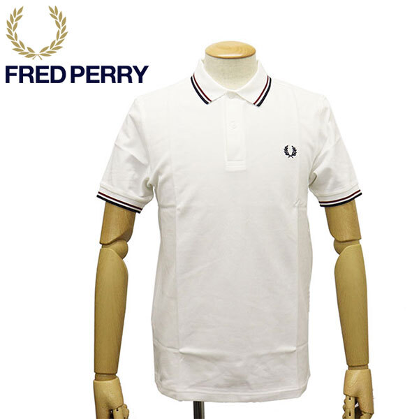 FRED PERRY (フレッドペリー) M3600 TWIN TIPPED FRED PERRY SHIRT ティップライン ポロシャツ FP536 T60SNOW WHITE / RED XL拍卖