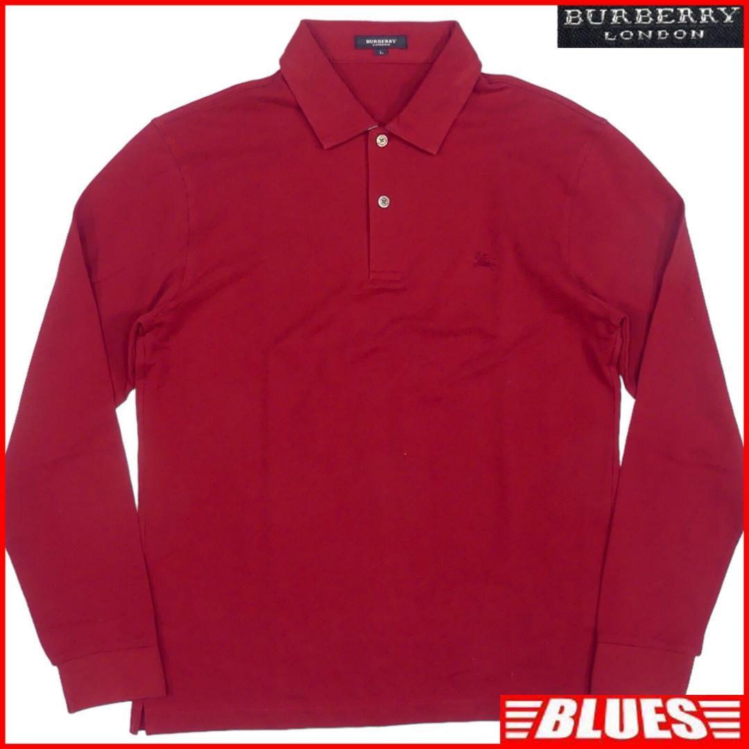 即決★BURBERRY BLACK LABEL★メンズL 廃版 ポロシャツ バーバリーブラックレーベル 3 赤 えんじ 三陽商会 ナイト刺繍 チェック拍卖