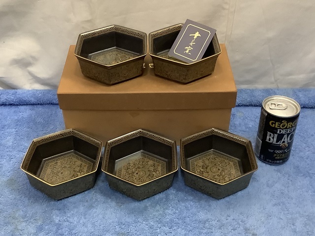 陶器製 小鉢「幸泉窯/こうせんがま」 六角形 5客 長期保管/未使用 検 住まい インテリア キッチン 和食器 鉢拍卖