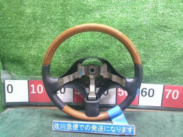 ダイハツ ミラジーノ L710S 純正 ステアリング ホイール ハンドル ウッドコンビ SRSカバー・インフレーター欠品 擦れ グリップ剥がれ有り拍卖