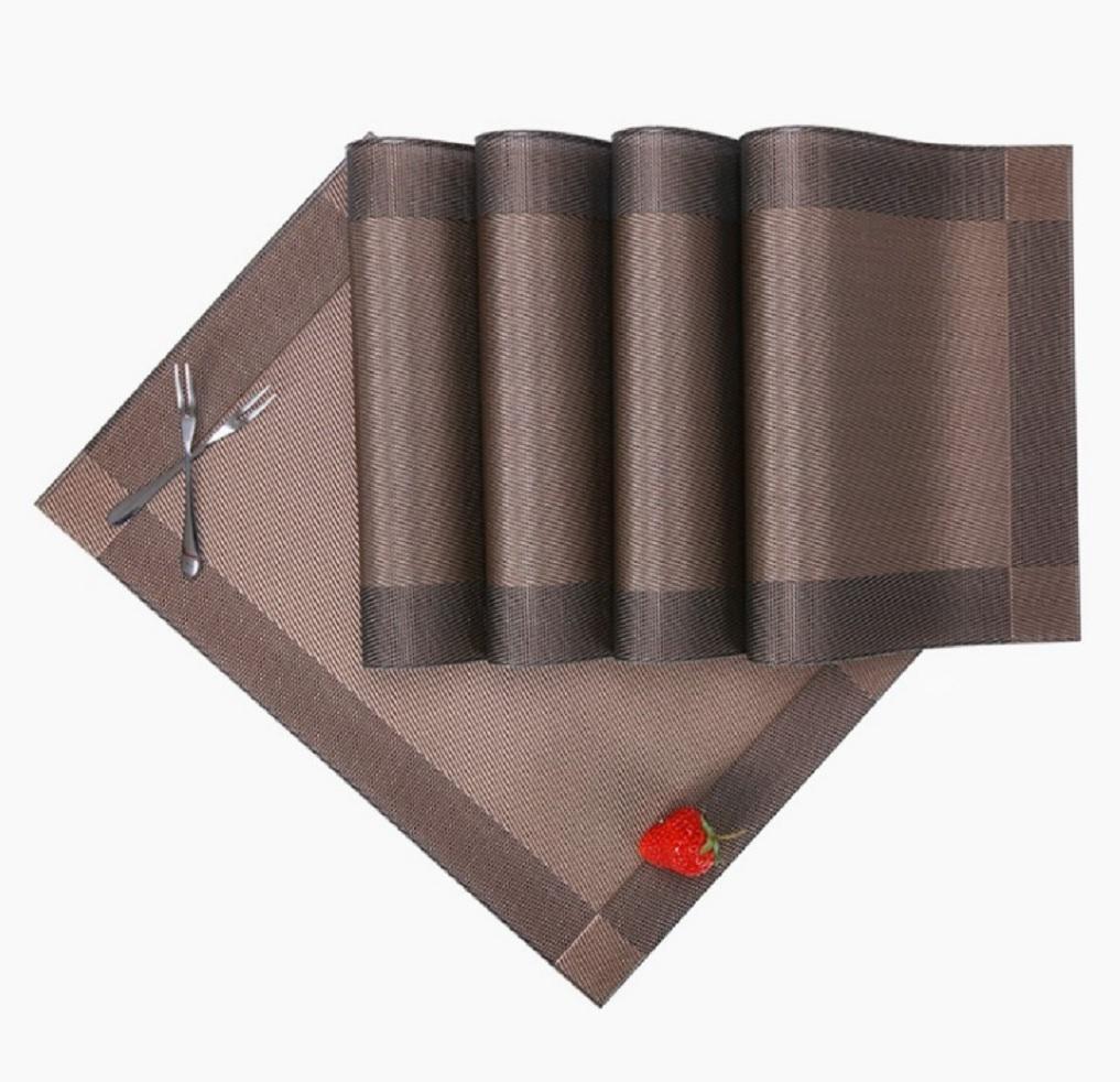 【匿名配送】北欧風 ランチョンマット ブラウン 4枚セット 防汚 撥水 丸洗ok!5-1拍卖