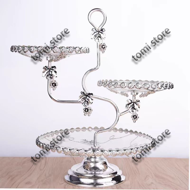 人気新作!ケーキ スタンド プレート 3段セット アフタヌーンティー フルーツ トレー 皿 ガラス皿拍卖