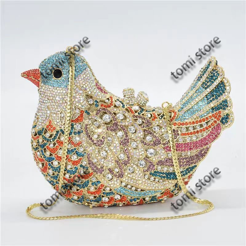 レディース 高級パーティーバッグ クラッチバッグ ラインストーン 結婚式 2次会 キラキラ ビジュー ジュエリー 2way 小鳥 鳥モチーフ拍卖