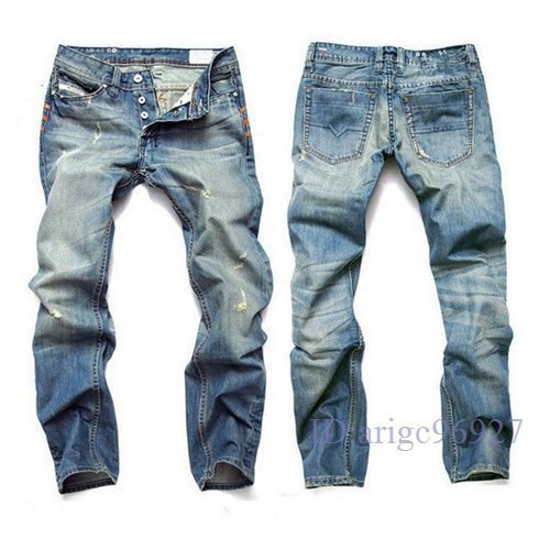 S911☆新品デニムパンツ メンズ カジュアル ジーンズ 細身 水洗い 微スキニーパンツ ダメージ加工 美脚 お兄系 大きいサイズ W30~W40拍卖