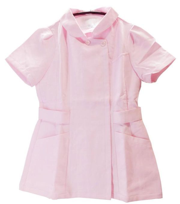 CH2813-14◆ 新品 訳あり ナース服 半袖 花柄ボタン 無地 ベルト付き コスチューム 仮装 制服 Mサイズ ピンク 送料350円拍卖