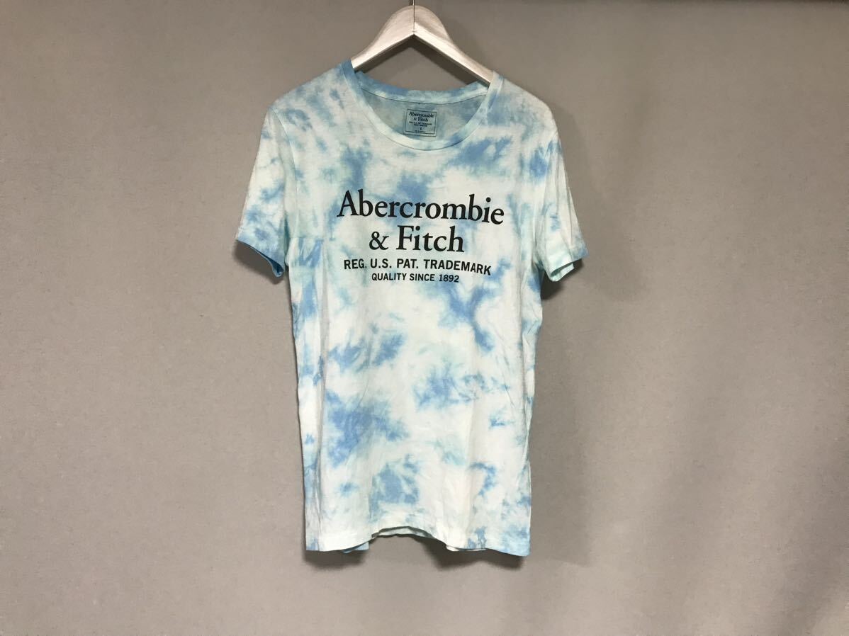 本物アバクロアンドフィッチAbecrombie&Fitchプリント後染め柄半袖TシャツメンズサーフアメカジミリタリーS青ブルー拍卖