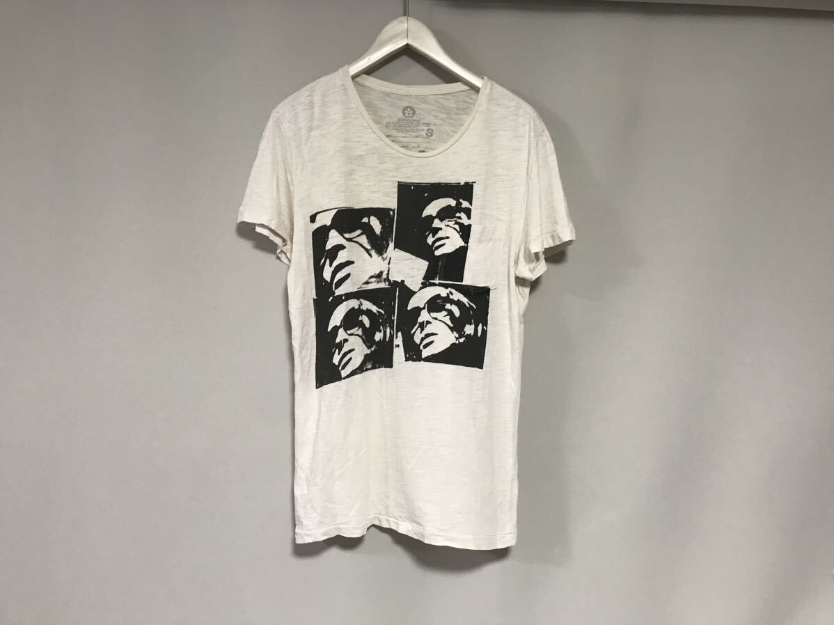 本物エバーEVERコットンプリントスラブ半袖Tシャツメンズサーフアメカジミリタリーゴルフワークビジネススーツ白ホワイトSアメリカ製拍卖