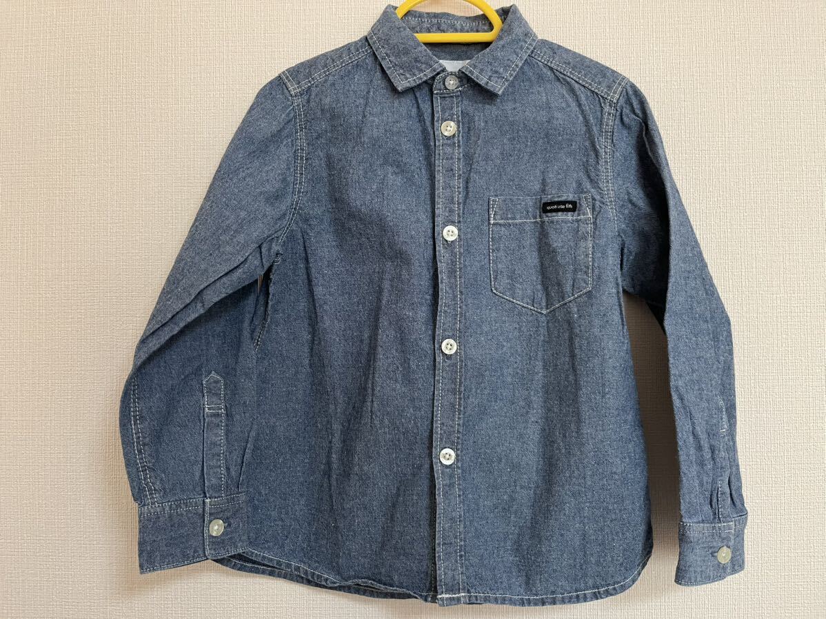 quoti use fith 長袖デニムシャツ110 キッズ DDデニムダンガリー 男の子女の子 100拍卖