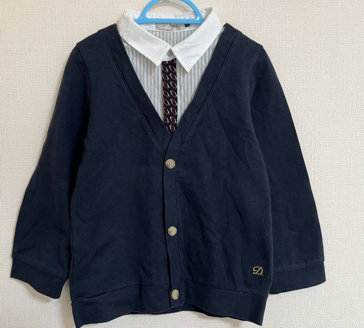 【美品】ダッドウェイ D.fesense 重ね着風カットソー110 カーディガン シャツ フォーマル 結婚式 キッズ拍卖