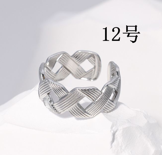 編み込みリング シルバー 12号 水引 ステンレス クロス おしゃれ 指輪 レディース リング 編み込み拍卖