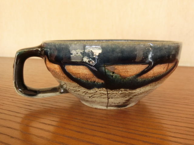 ◆美濃焼 鶴琳窯 新品 多用カップ スープカップ カフェオレ等 藍色◆拍卖