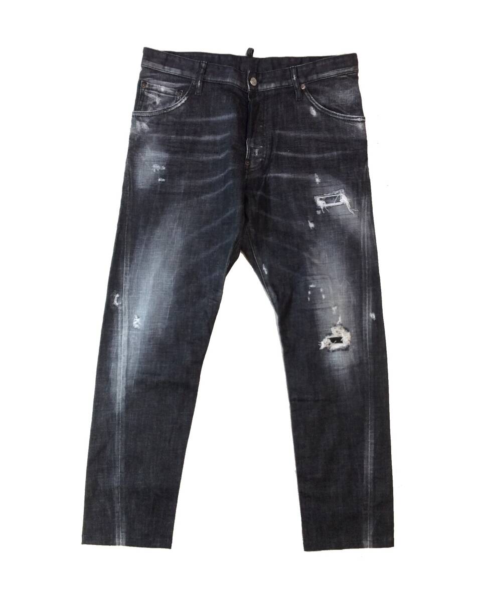 DSQUARED2 ディースクエアード デニム パンツ ジーンズ ヴィンテージ加工 ダメージ加工 ブラック 黒 ITALY製 メンズ 50 拍卖