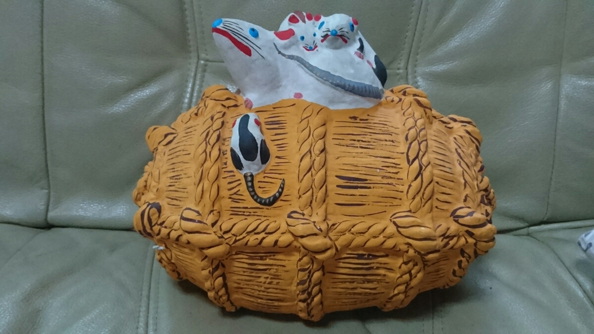 レア★特大!ネズミ!黄金!俵!縁起物!金運上昇!焼き物!可愛い!置物!コレクション!珍品!インテリア!飾り物!グッズ!雑貨!ガレ拍卖