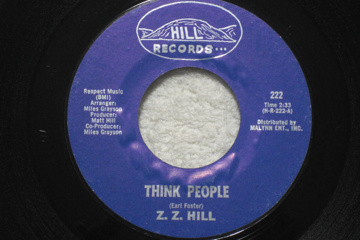 USシングル盤45’ Z.Z. Hill : Think People / Don't Make Me Pay For His Mistakes (Hill Records 222) B 拍卖