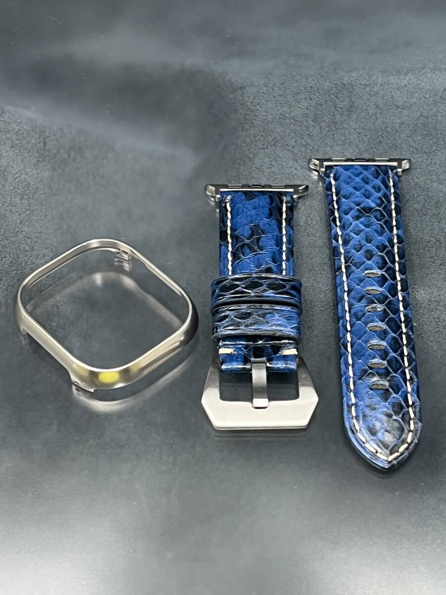 アップルウォッチ アルミニウム ケース カバー ヘビ スネーク レザー ベルト ウルトラ 49mm ウルトラ1 ウルトラ2拍卖