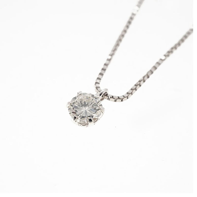 【ju158】ダイヤモンド ネックレス/0.21ct/K18WG ホワイトゴールド/一粒ダイヤ/未使用 【中古】 レディース拍卖