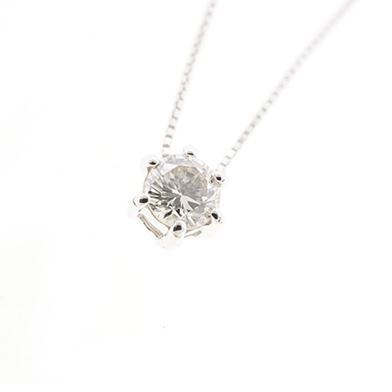 【jv510】ダイヤモンド ネックレス/0.2ct/K10WG ホワイトゴールド/一粒ダイヤ/未使用拍卖
