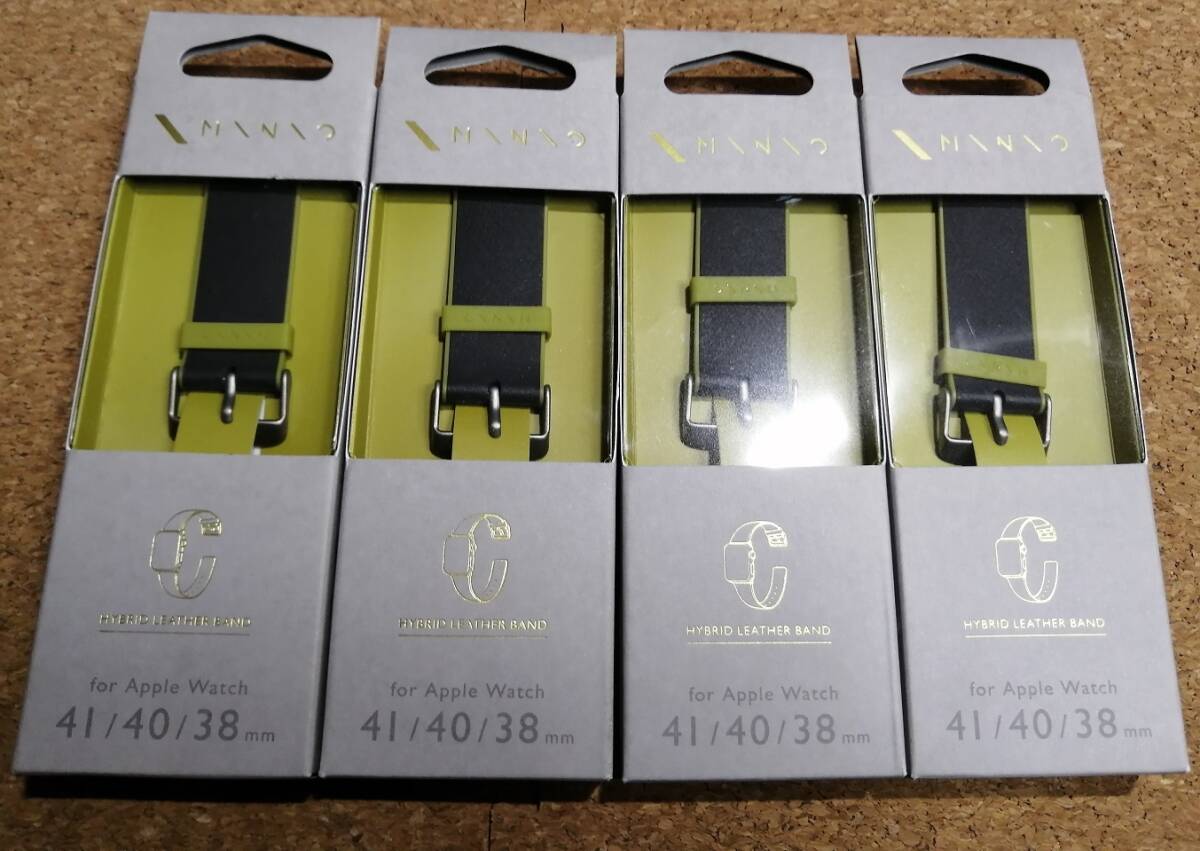 【4本】エレコム Apple Watch 41/40/38mm MINIO レザーバンド スモーキーブラック×オリーブグリーン AW-41BDMNOBK 4549550269902拍卖