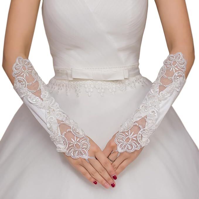 新品●サテン グローブ ホワイト ◎結婚式 パーティ ブライダルグローブ ホワイト ウェディンググローブ スパンコール拍卖