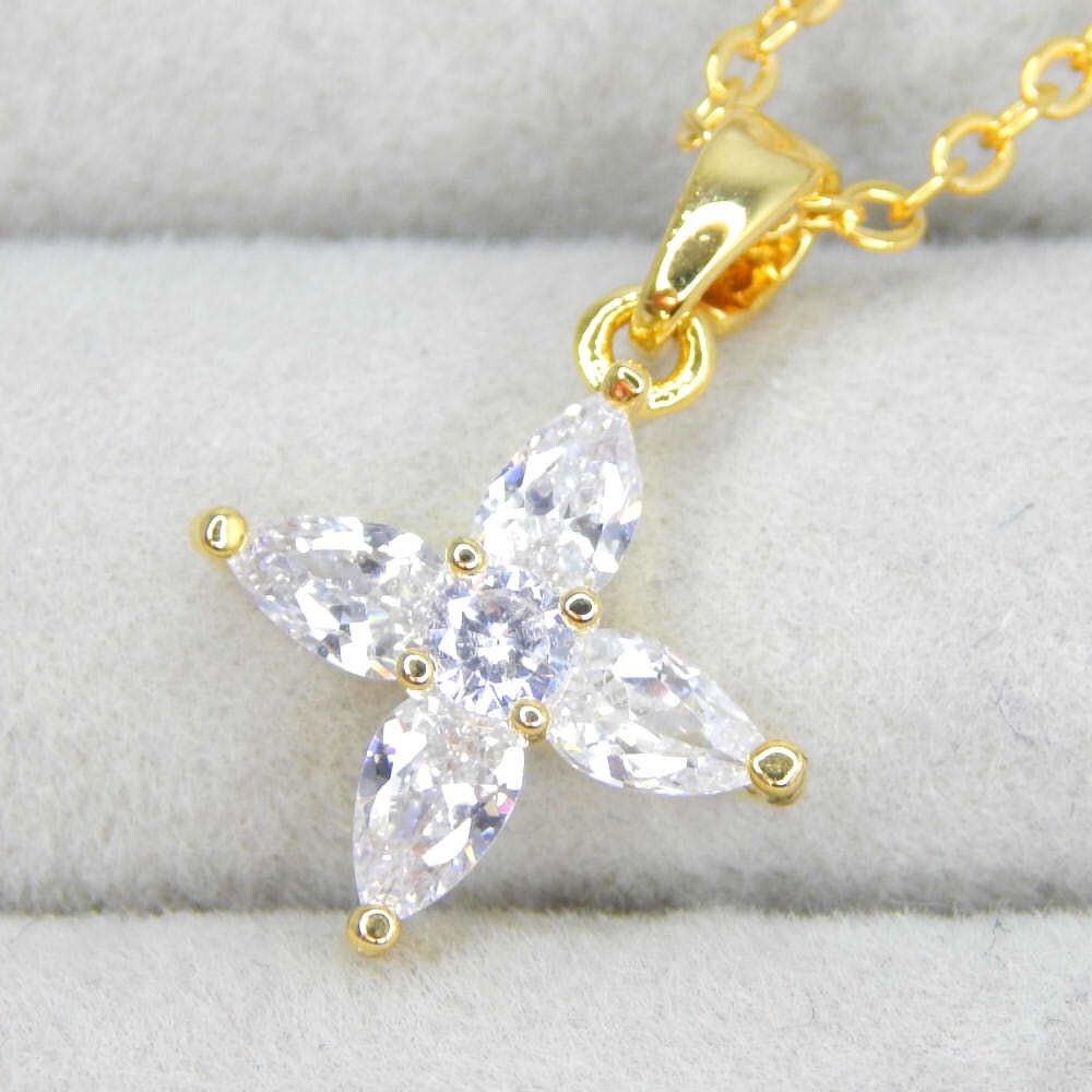 新品★送料無料 最高級の逸品 絢爛 厳選 Gold Plated ジルコニア クロス 5連CZダイヤモンドネックレス ペンダント 限定 レディース拍卖