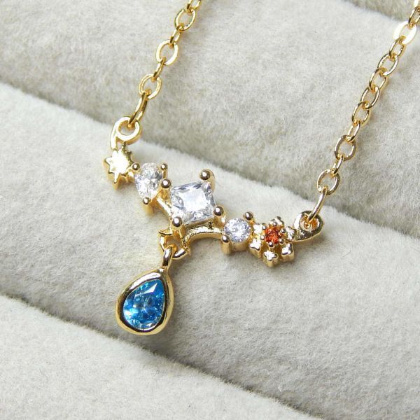 残り1点★新品★送料無料 マルチカラーCZダイヤモンド 星ネックレス レディース シルバー925刻印 カラーストーン 宝石 ゴールド ジルコニア拍卖