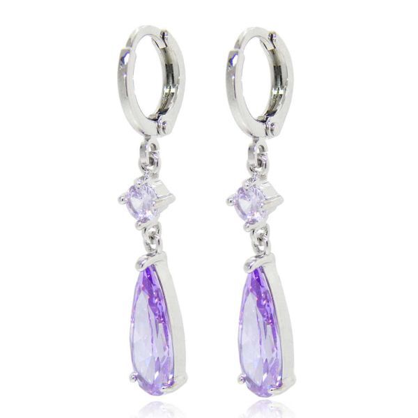 残り1点★新品★送料無料 2連アメジスト 雫型ピアス レディース カラーストーン 宝石 シルバー アクセサリー CZダイヤモンド ジルコニア拍卖