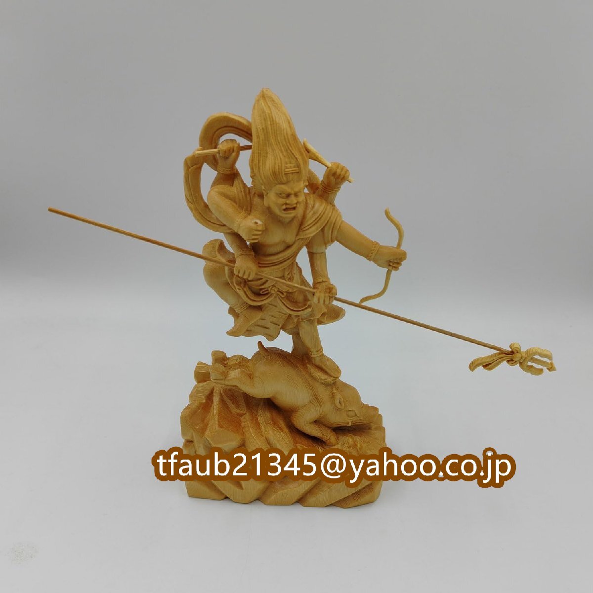 【ケーリーフショップ】摩利支天 仏像 桧木製高級木彫り 高さ21cm 守護神 仏間 仏壇 木彫り仏像拍卖