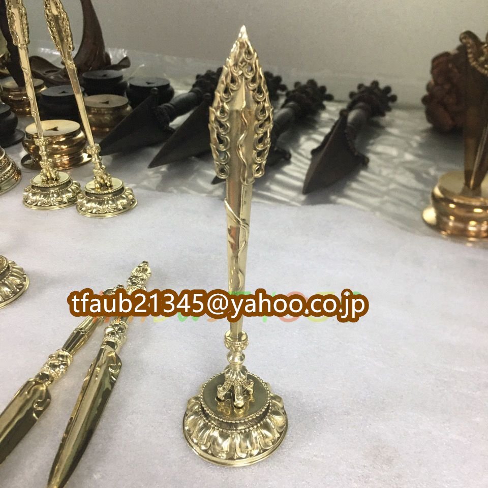 【ケーリーフショップ】「密教法具 寺院仏具」文殊菩薩 智慧の利剣 仏具 仏教工芸品 銅製 磨き仕上げ 高さ15cm拍卖