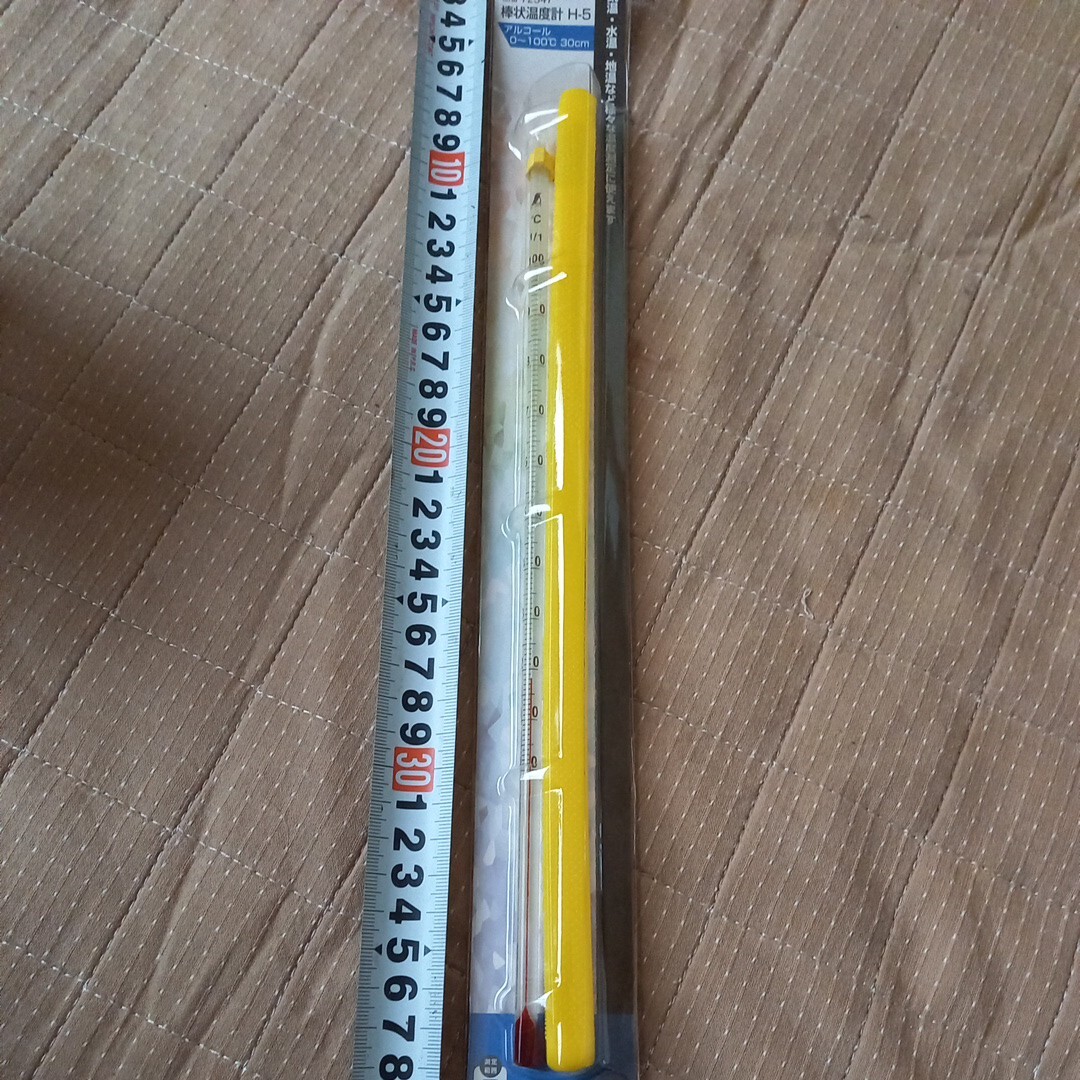 棒状温度計 h-5 30センチ アルコール 0~100 72547 気温 地温 水温 水温 計り 温度 温度計 ケース 未使用 拍卖