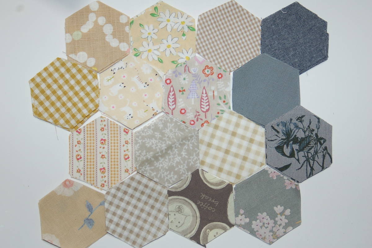 カットクロス パッチワーク用 六角形26㎜ 80枚 №56-2拍卖