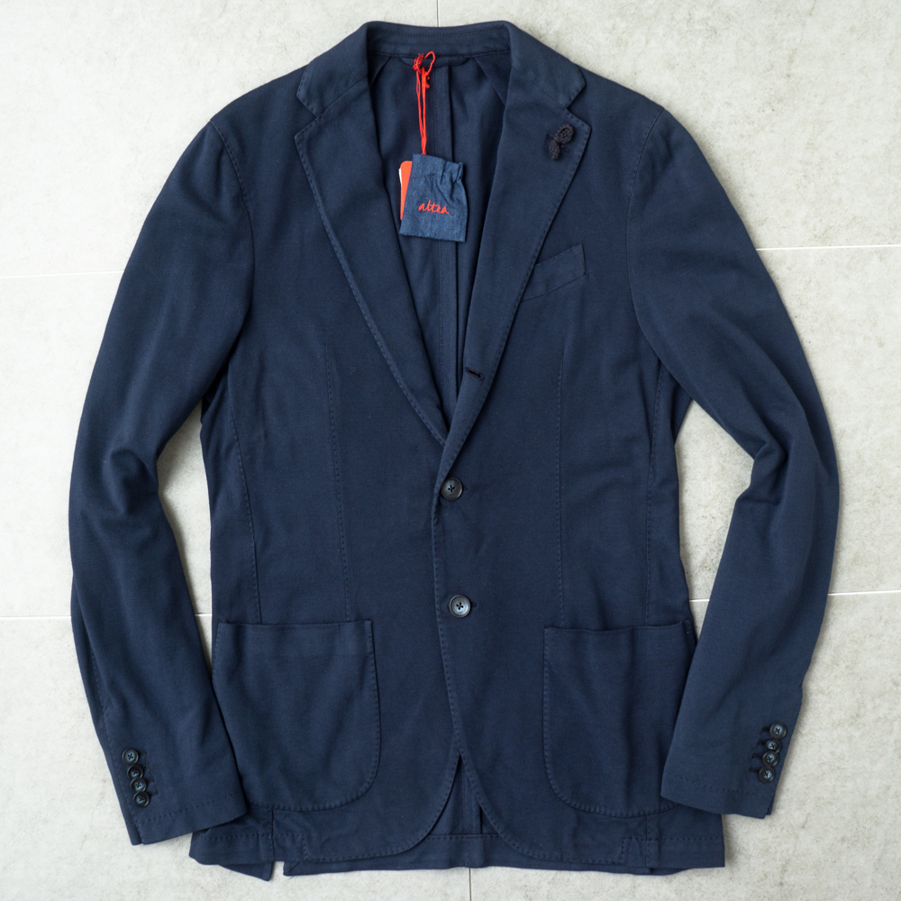 新品★イタリア製 ALTEA コットン ニット ジャージー ジャケット 44 ネイビー メンズ 送料無料 アルテア拍卖