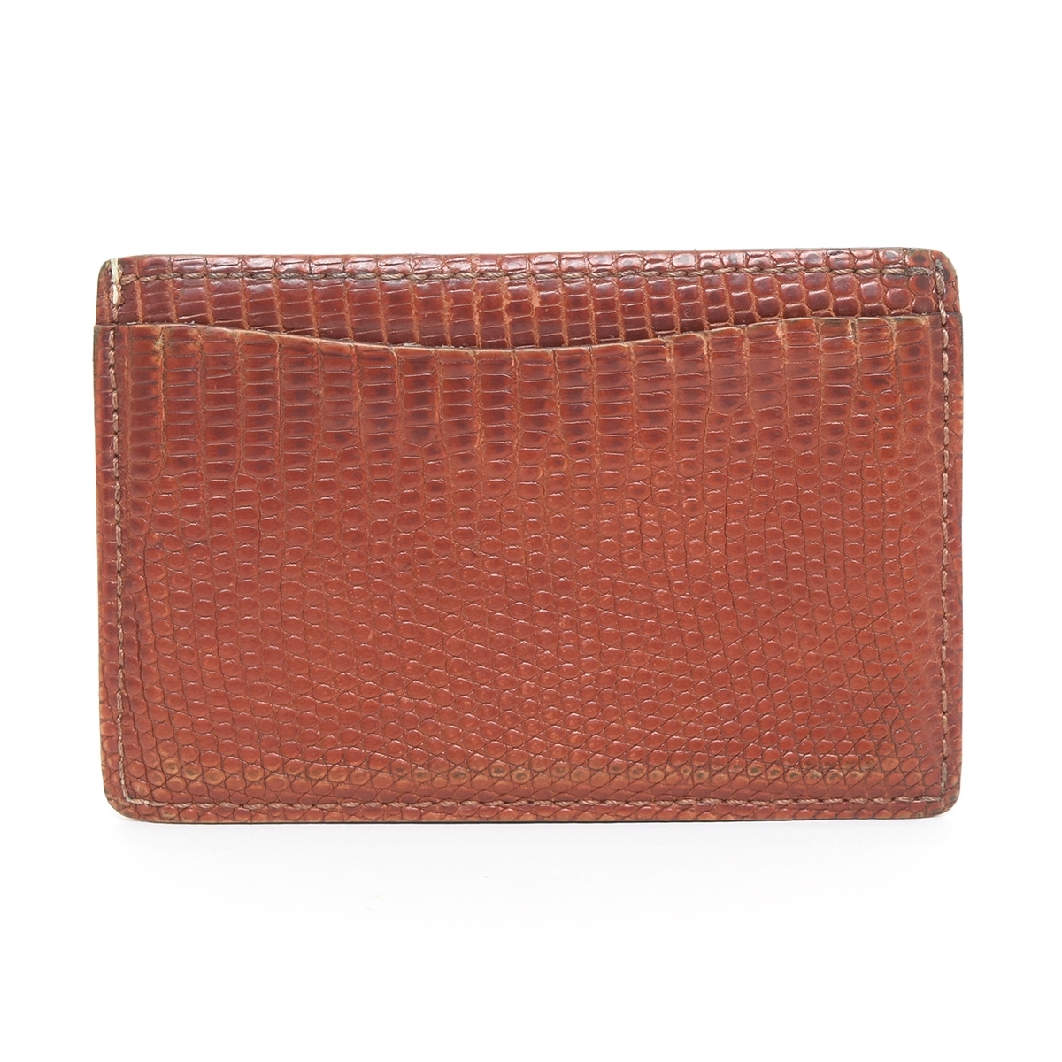 ●475256 GANZO ガンゾ ●パスケース カードケース リザード レザー メンズ ブラウン拍卖