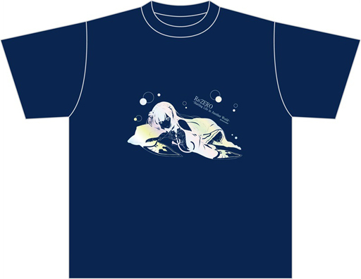 Re:ゼロから始める異世界生活 エミリア Tシャツ ネイビーブルー Lサイズ リゼロ 箔プリント拍卖