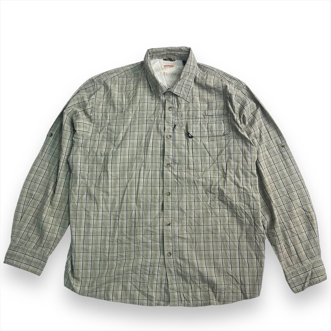 ラングラー シャツ 長袖 チェック Wrangler 古着 メンズ XL フィッシングシャツ アウトドア クリーニング済み拍卖