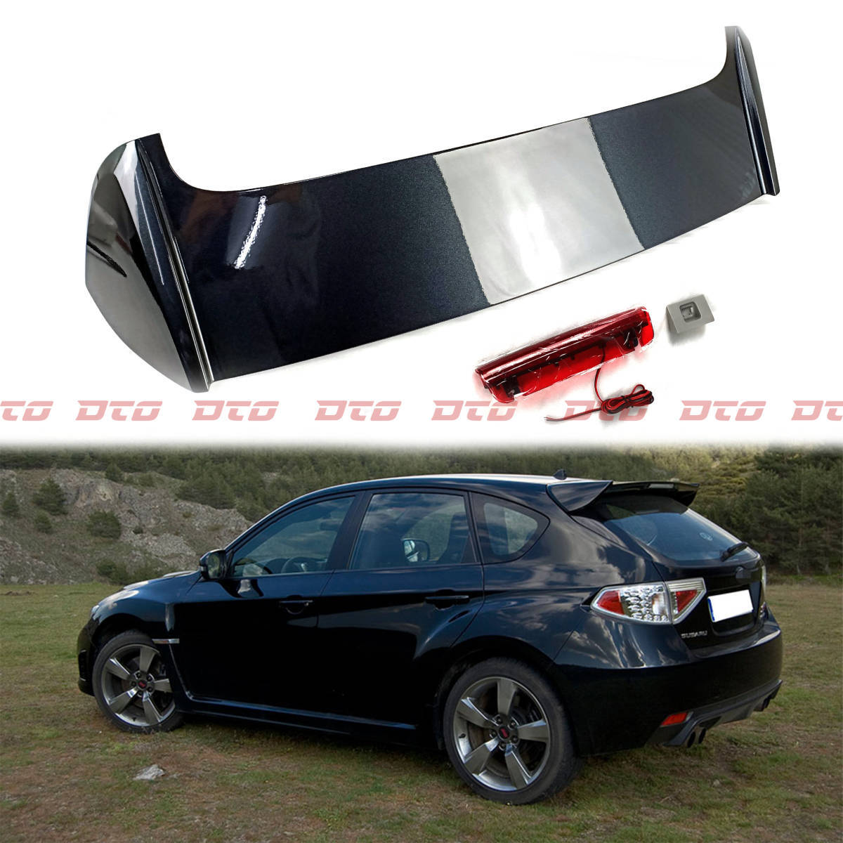 【何色でも塗装可能】STI Type プランプ付 インプレッサ WRX STI (GR)ワゴン 塗装費込 リアルーフスポイラー ウィングスポイラー 2008-2014拍卖