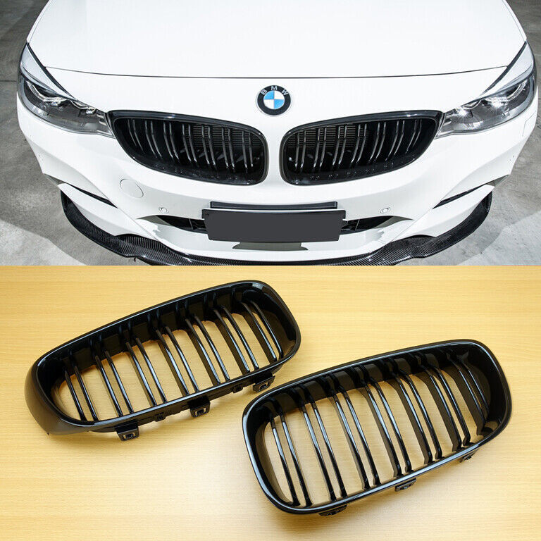 最上級品質▲BMW 3シリーズ F34 GTxDrive ハッチバック 光沢黒 艶あり黒 ダブルバー Mルック フロントグリル セット ABS製 2014-2018拍卖
