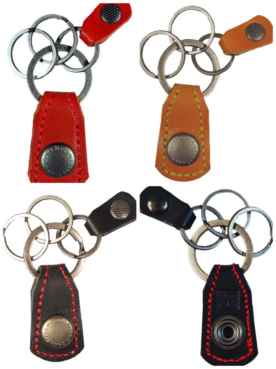 新品 YAMASAKI(ヤマサキ) ユニセックス 栃木レザー ミニキーホルダー キーホルダー キャメル/ブラック/レッド 4個セット プレゼント(166)拍卖