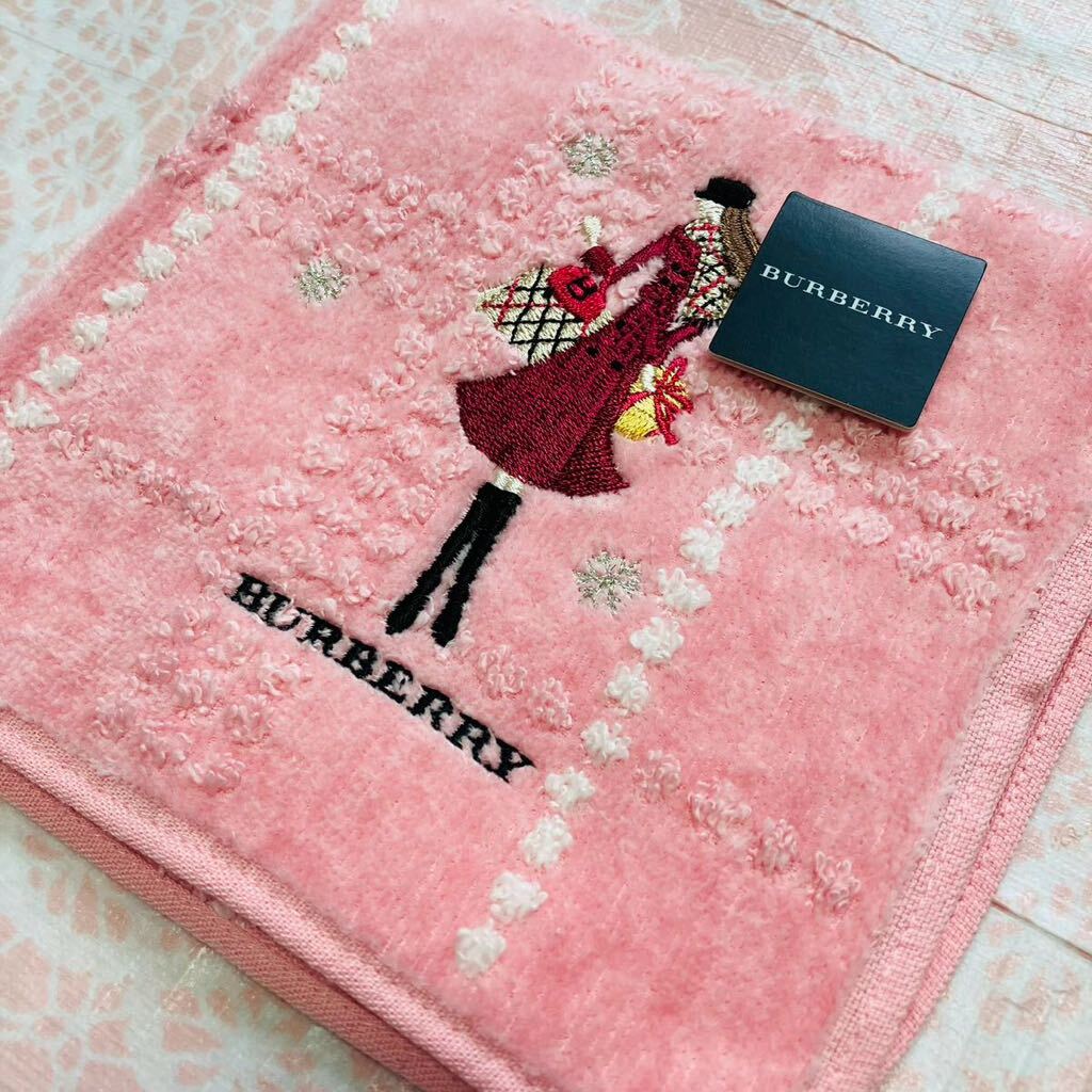 【激レア】新品/BURBERRY/タオルハンカチ/女の子/正規品/バーバリー/綿100%/未使用/ハンドタオル/ノバチェック/ブランド/女性/ピンク/刺繍拍卖