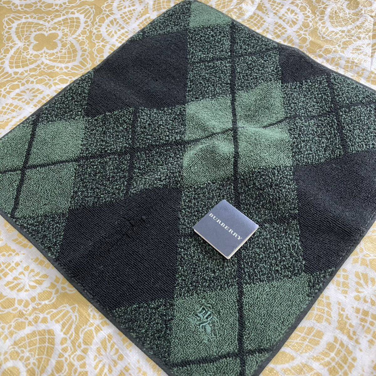 新品/BURBERRY/タオルハンカチ/正規品/バーバリー/綿100%/未使用/即決/匿名発送/アーガイル/ハンドタオル/メンズ/紳士/ホースマーク/緑拍卖