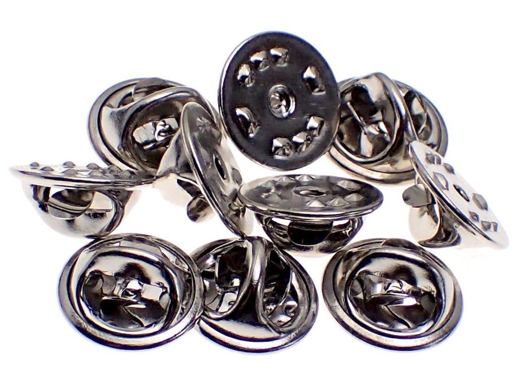 『送料無料 即決』 ピンバッジの留め具バタフライ型クラッチ銀色10個セット拍卖