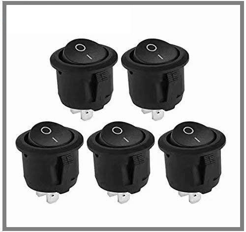 汎用 埋め込み 丸型 ロッカー スイッチ 2ピン SPST ON/OFF 6A/250V 10A/125V 【5個セット】拍卖