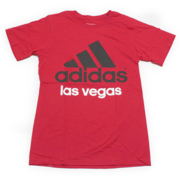 海外買い付け アディダス 海外サイズS ラスベガス ティーシャツ 赤 黒 ADIDAS LASVEGAS TEE Tシャツ レッド ネコポス アメリカ ご当地 新品拍卖