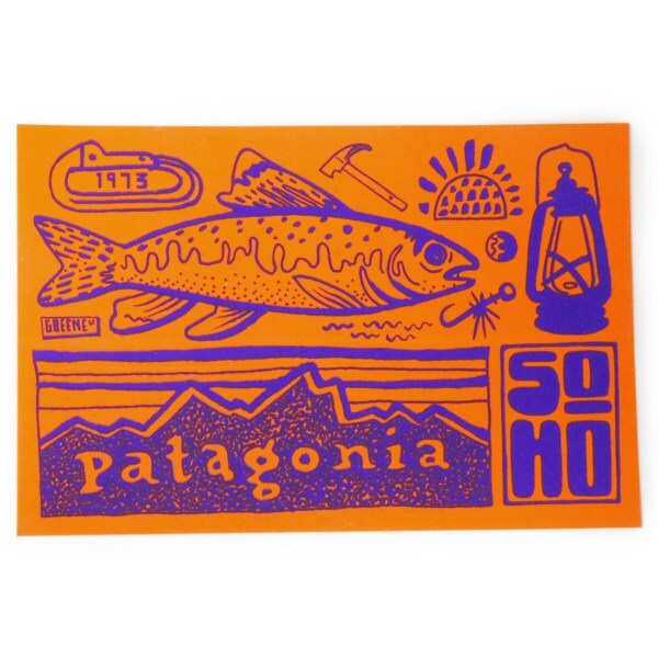 パタゴニア ソーホー ニューヨーク ステッカー 橙 PATAGONIA SOHO NYC 海外 店舗 フィッツロイ 魚 フライ ご当地 アメリカ USA NY シール拍卖