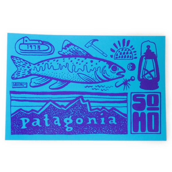 パタゴニア ソーホー ニューヨーク ステッカー 青 PATAGONIA SOHO NYC 海外 店舗 フィッツロイ 魚 フライ ご当地 アメリカ USA NY シール拍卖
