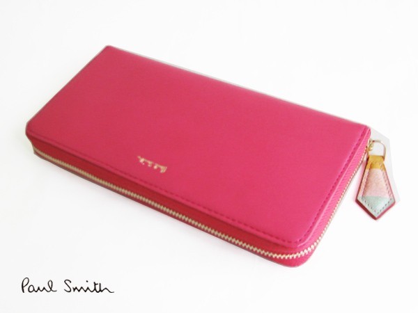 訳有★ポールスミス ラウンドジップ 長財布 ピンク クラシックレザー ★502拍卖