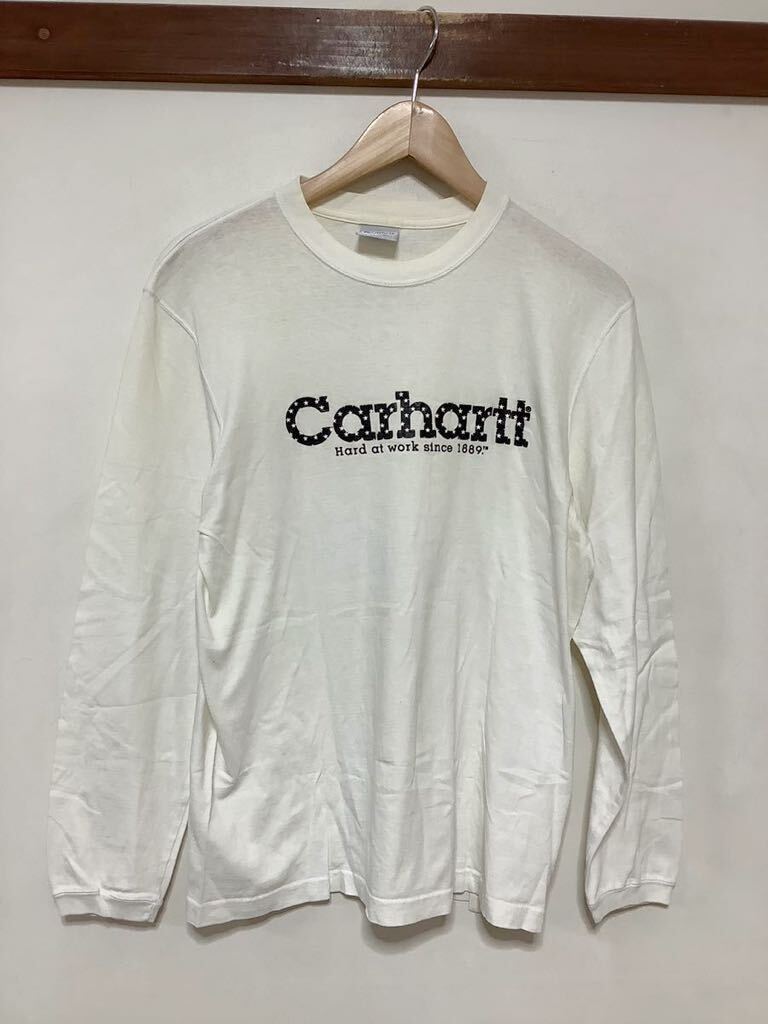 と1384 carhartt カーハート 長袖Tシャツ ロンT M ホワイト ストリート拍卖