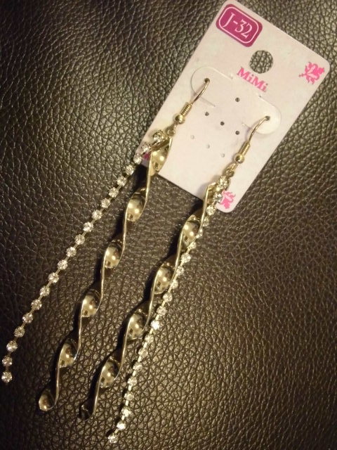 ★★★ピアスNo、287★J-32 ロングツイスト&ラインストーン ゴールド★★★拍卖