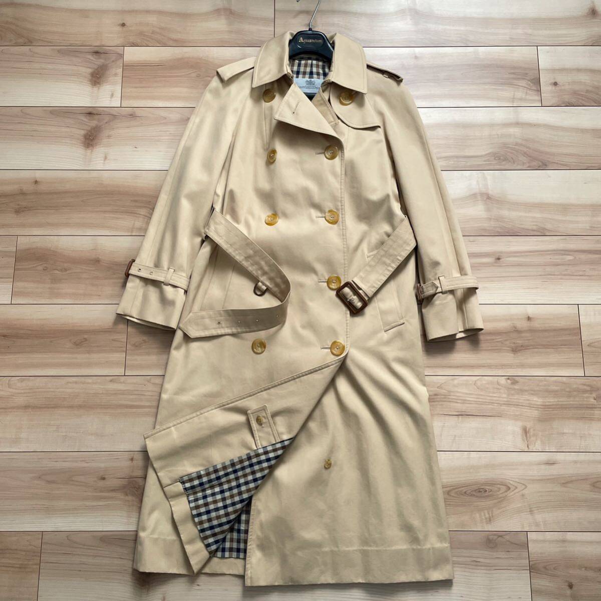 【送料無料】【英国製】【美品】アクアスキュータム AQUA5 トレンチコート ベージュ アクア5拍卖